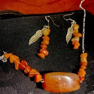Carnelian necklace and earring set